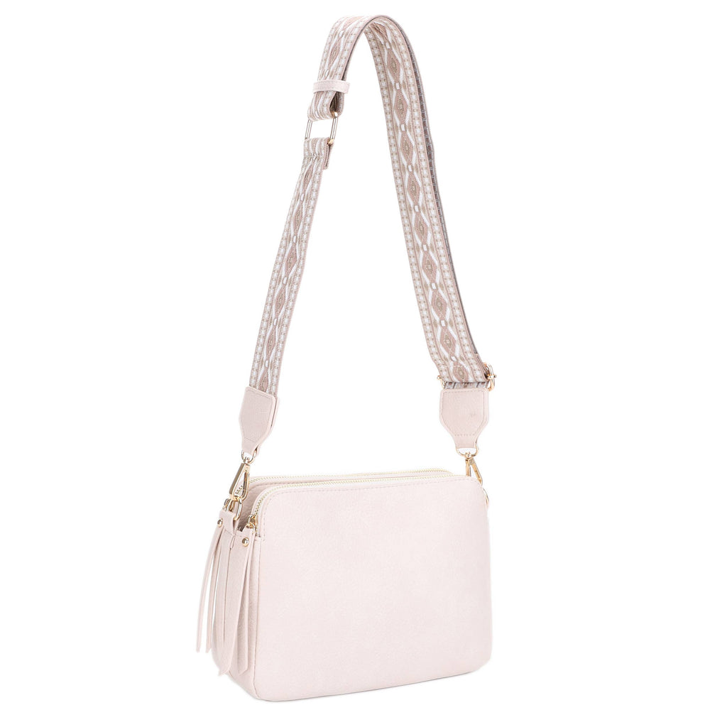 Mila 3 Compartment Crossbody Bag With Guitar Strap