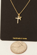 Double Cross Pendant Necklace