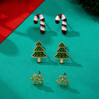 Holiday Candy Cane Snowflake Tree Trio Earrings