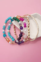 Multi-Color Glass Beaded Bracelet Set