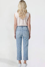 Mid Rise Stretch Cuffed Cropped Jeans