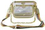 Clear Double Zip Crossbody Bag With Guitar/Chain Strap