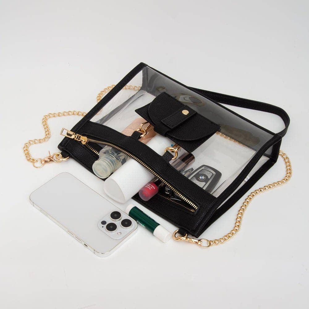 Clear Crossbody Bag With Sunglasses Holder