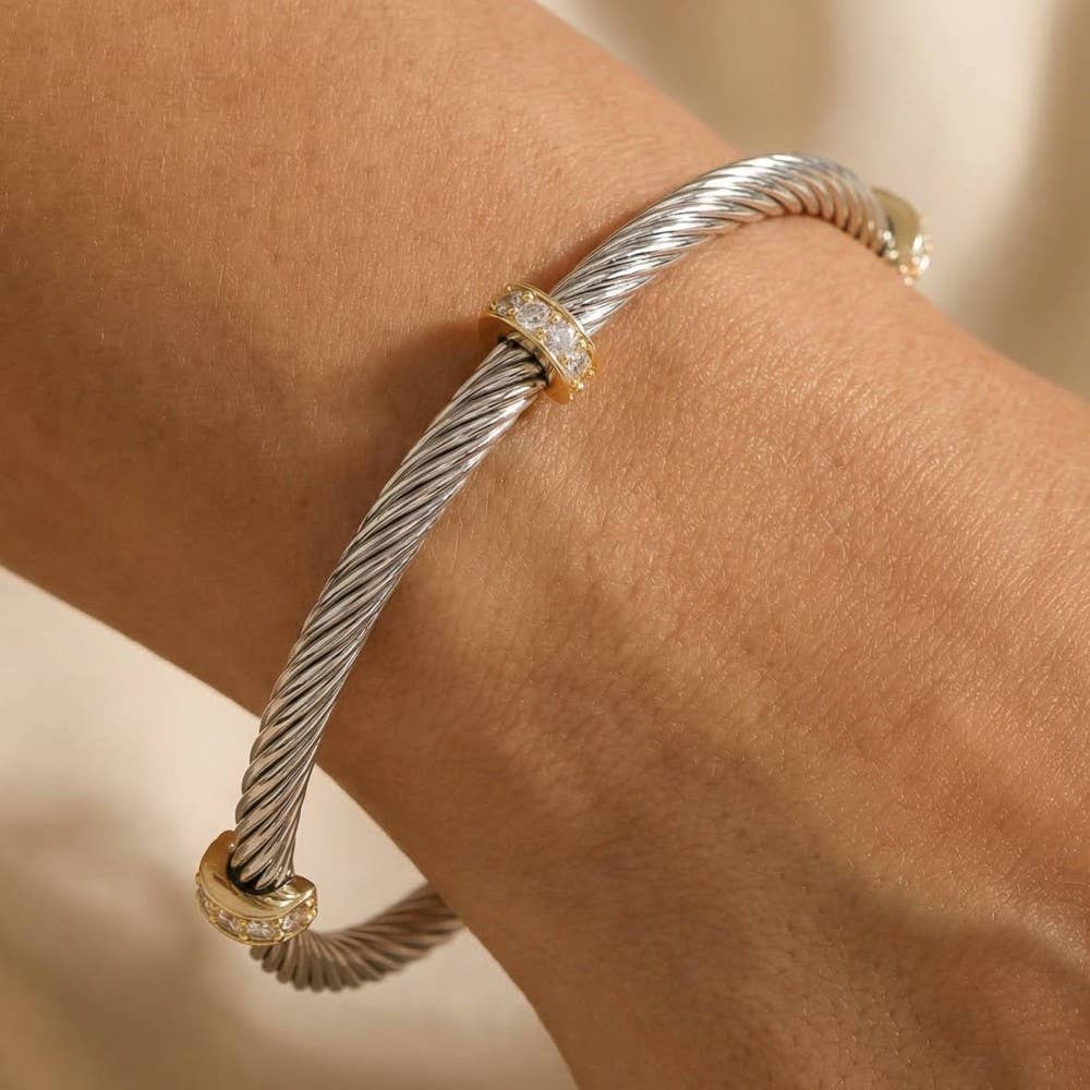 Two Tone Rope Cuff Bracelet