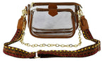 Clear Double Zip Crossbody Bag With Guitar/Chain Strap