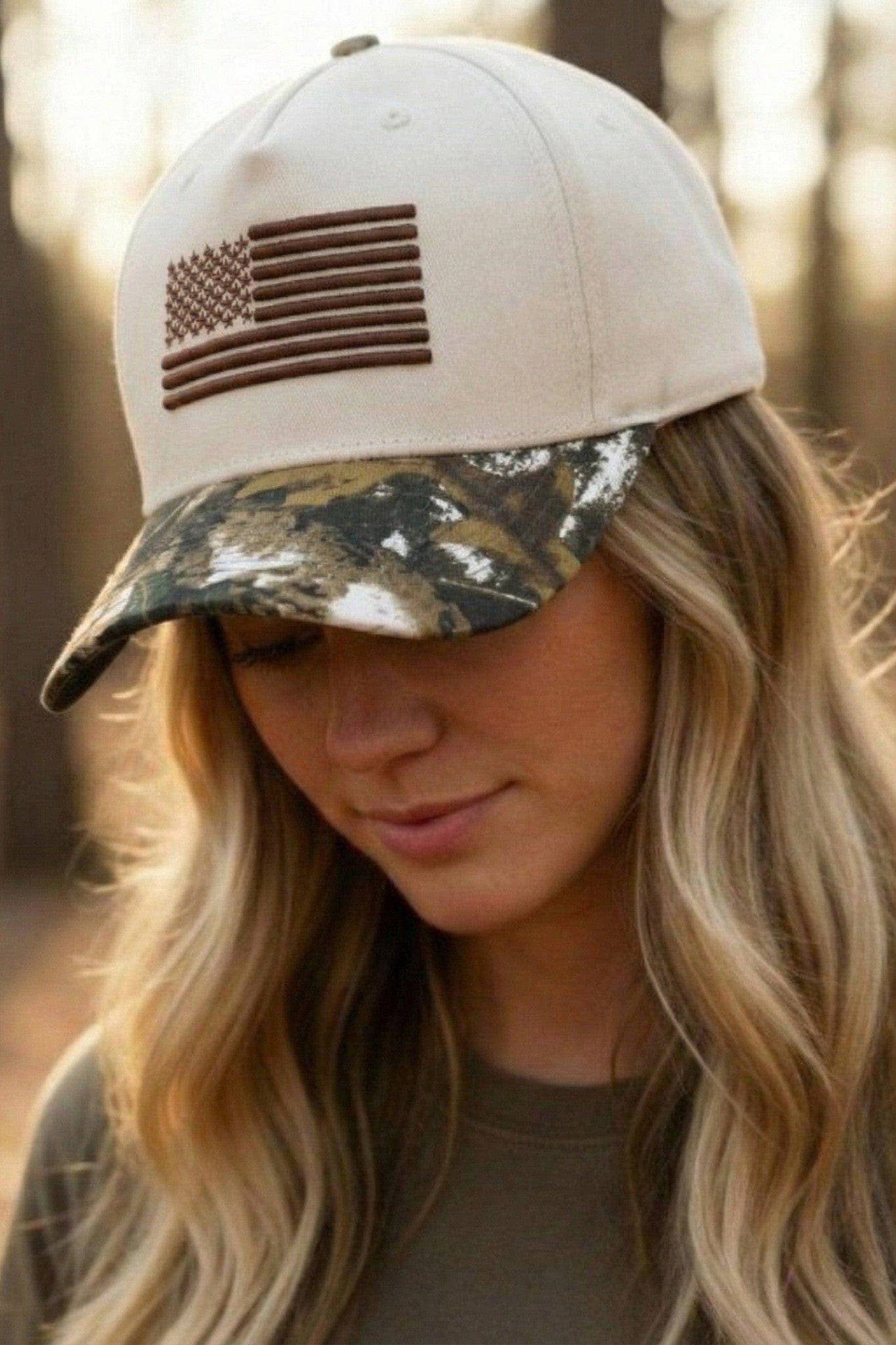 Flag and Camo Embroidered Trucker Hat