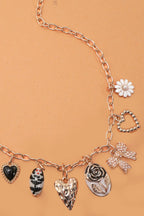FLOWERS & HEARTS CHARM NECKLACE