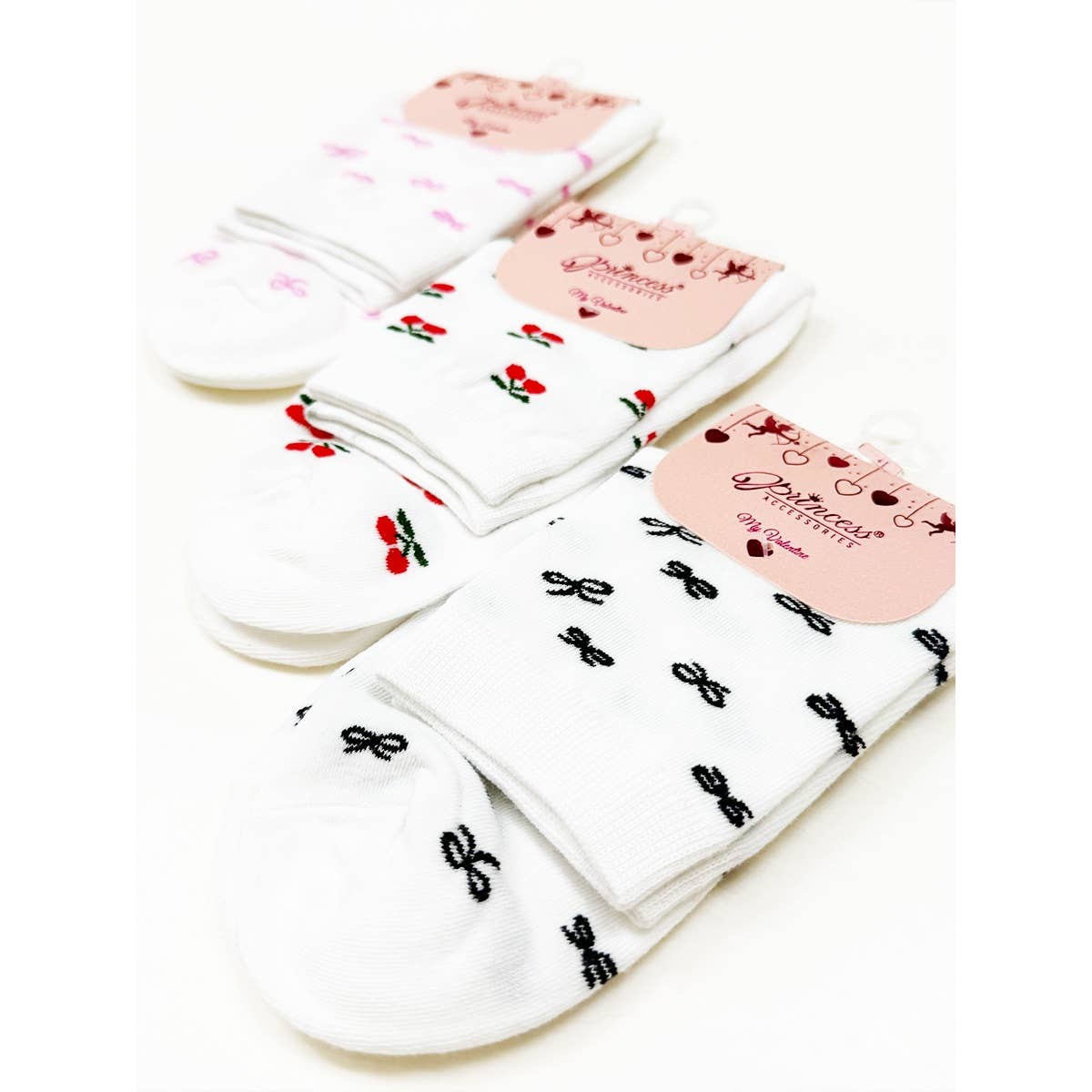 Bow and Cherry Print Everyday Socks