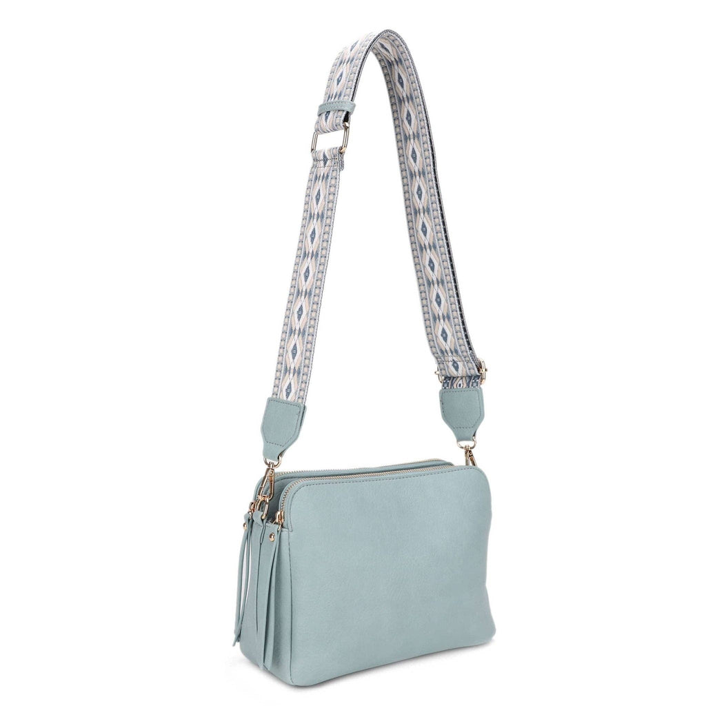Mila 3 Compartment Crossbody Bag With Guitar Strap