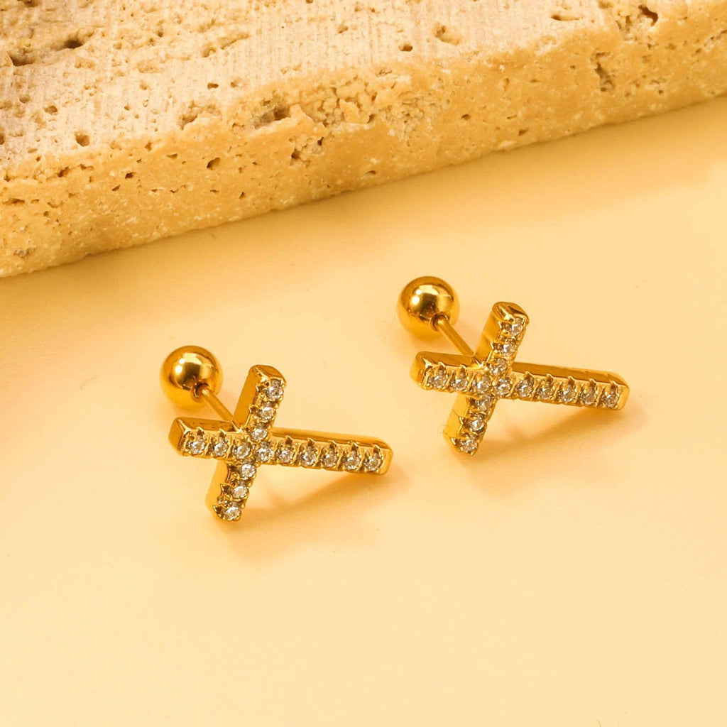 Rhinestone Cross Earrings