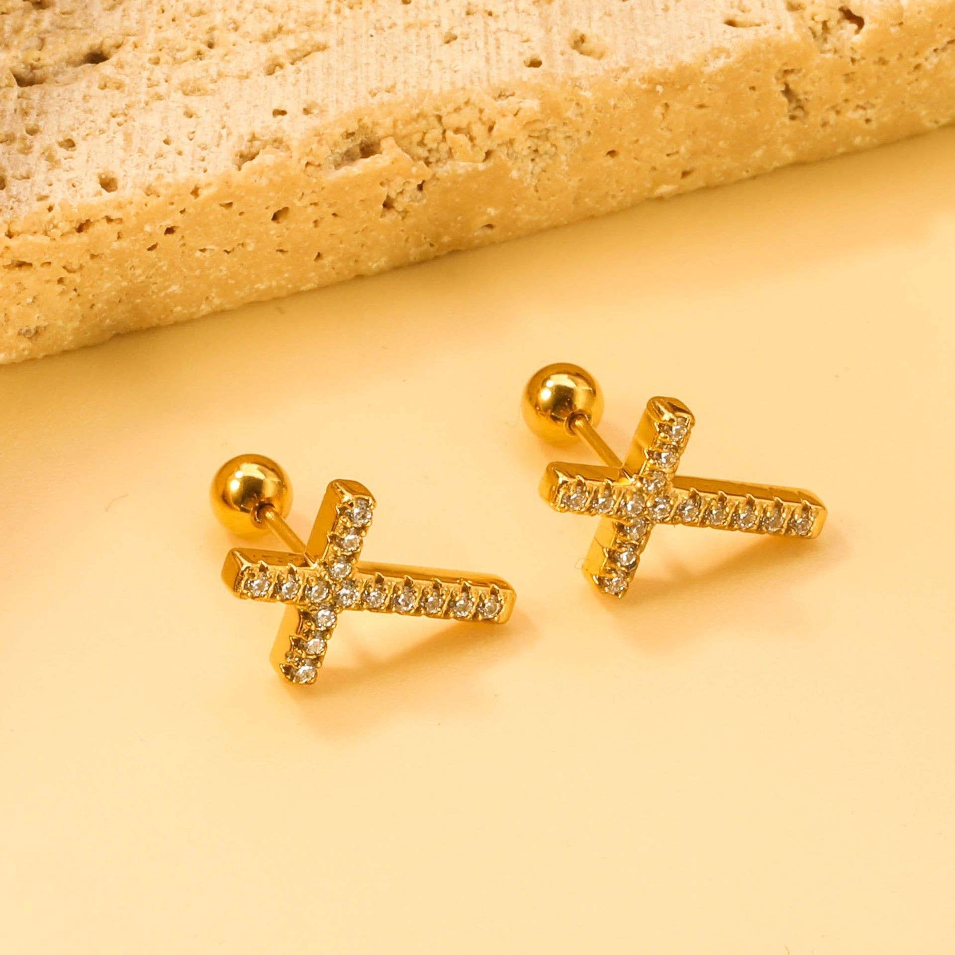 Rhinestone Cross Earrings