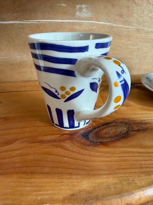 Blue & White Hand-Painted Style Mug