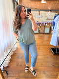 Simple Ribbed Dolman Top - Jade