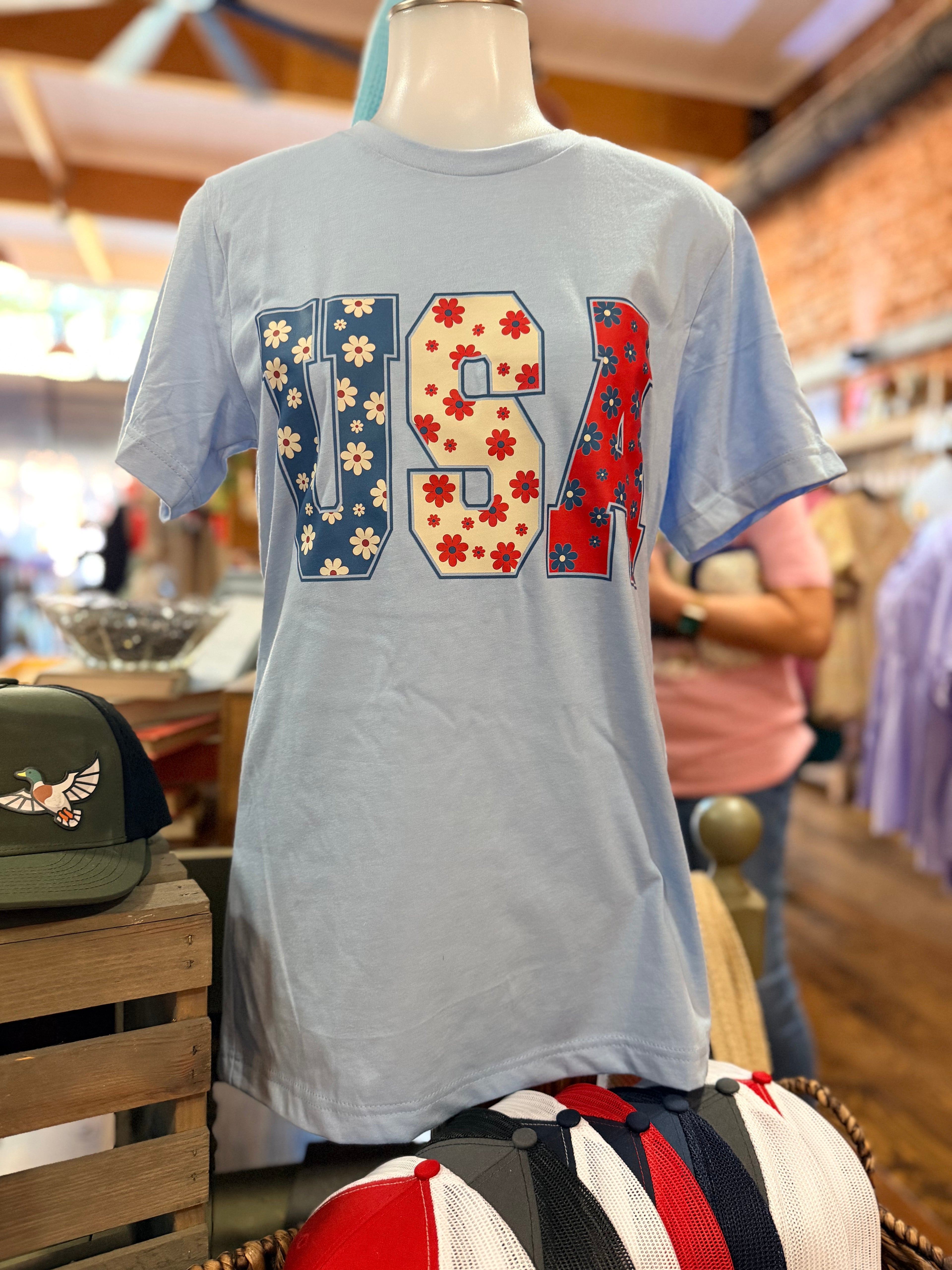 USA Floral Tee