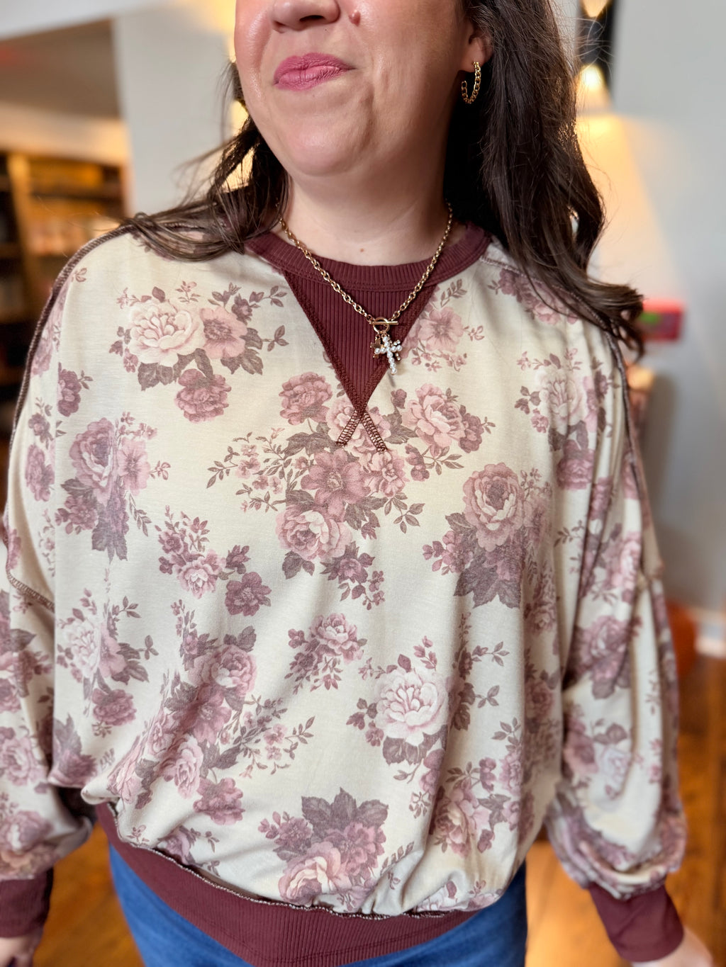 Vintage Romance Floral Pullover Top