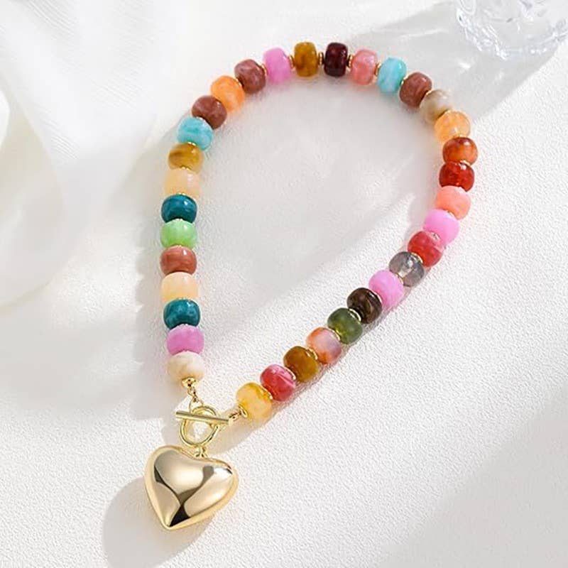 Chunky Beaded Heart Necklace