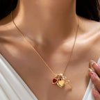 Multi-Charm Heart and Bow Necklace