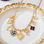 Gold & Black Multi-Charm Necklace