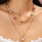 Stone Layered Chain Necklace