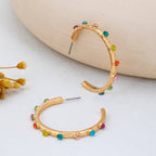 Multi Color Gemstone Hoop Earrings