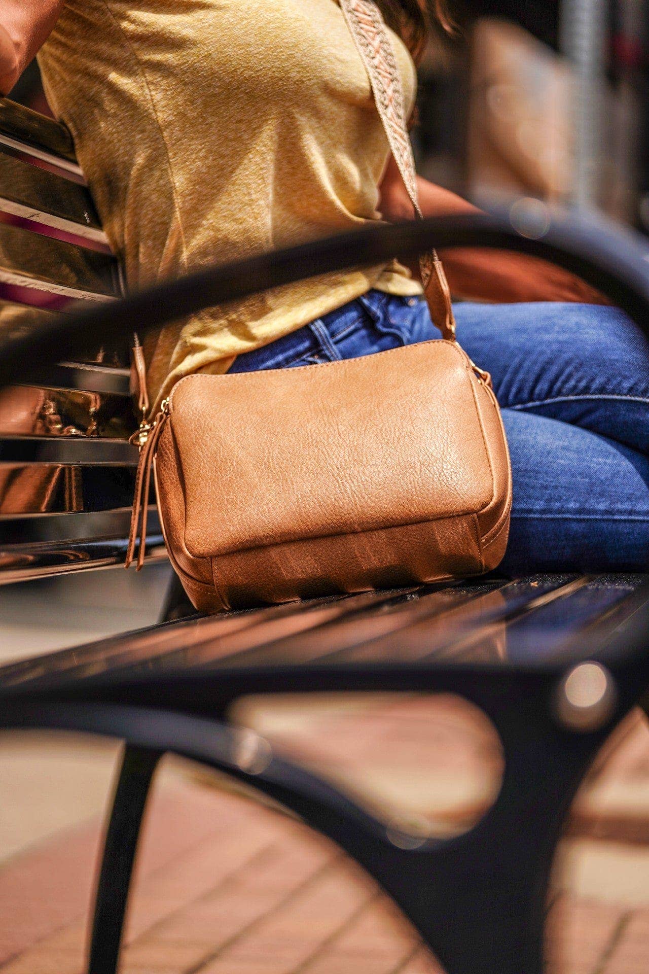 Mila 3 Compartment Crossbody Bag With Guitar Strap