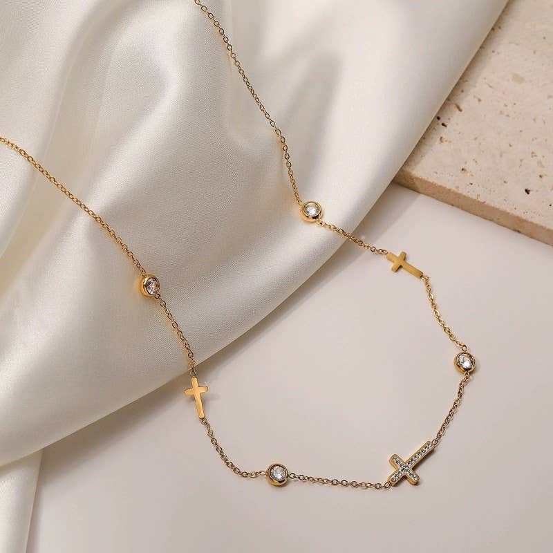Side Cross Necklace