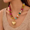 Chunky Beaded Heart Necklace