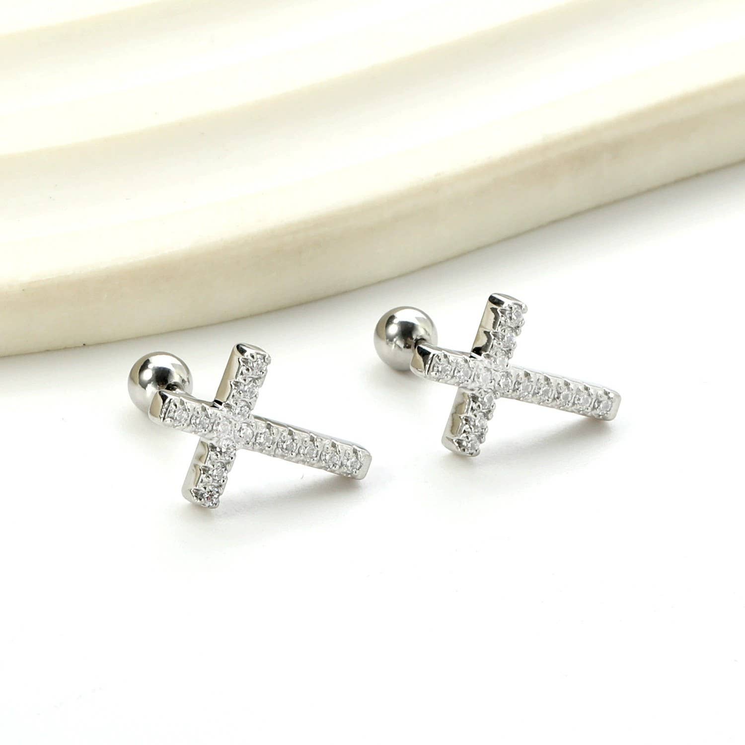 Rhinestone Cross Earrings