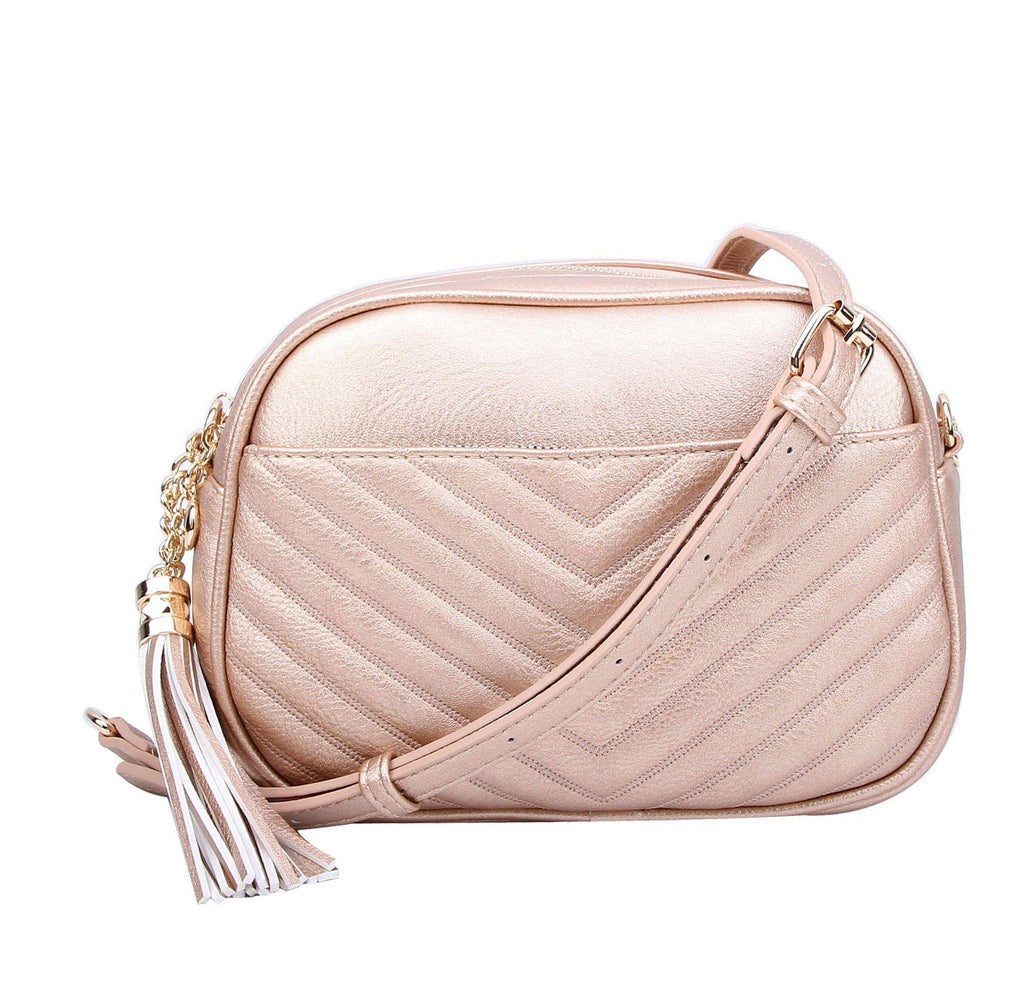 Lindsay Double Zip Chevron Crossbody Bag