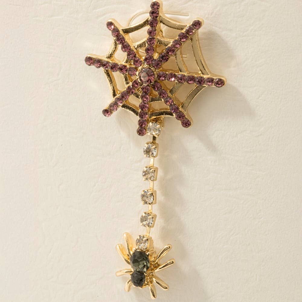 Spider Web Studded Dangle Earrings