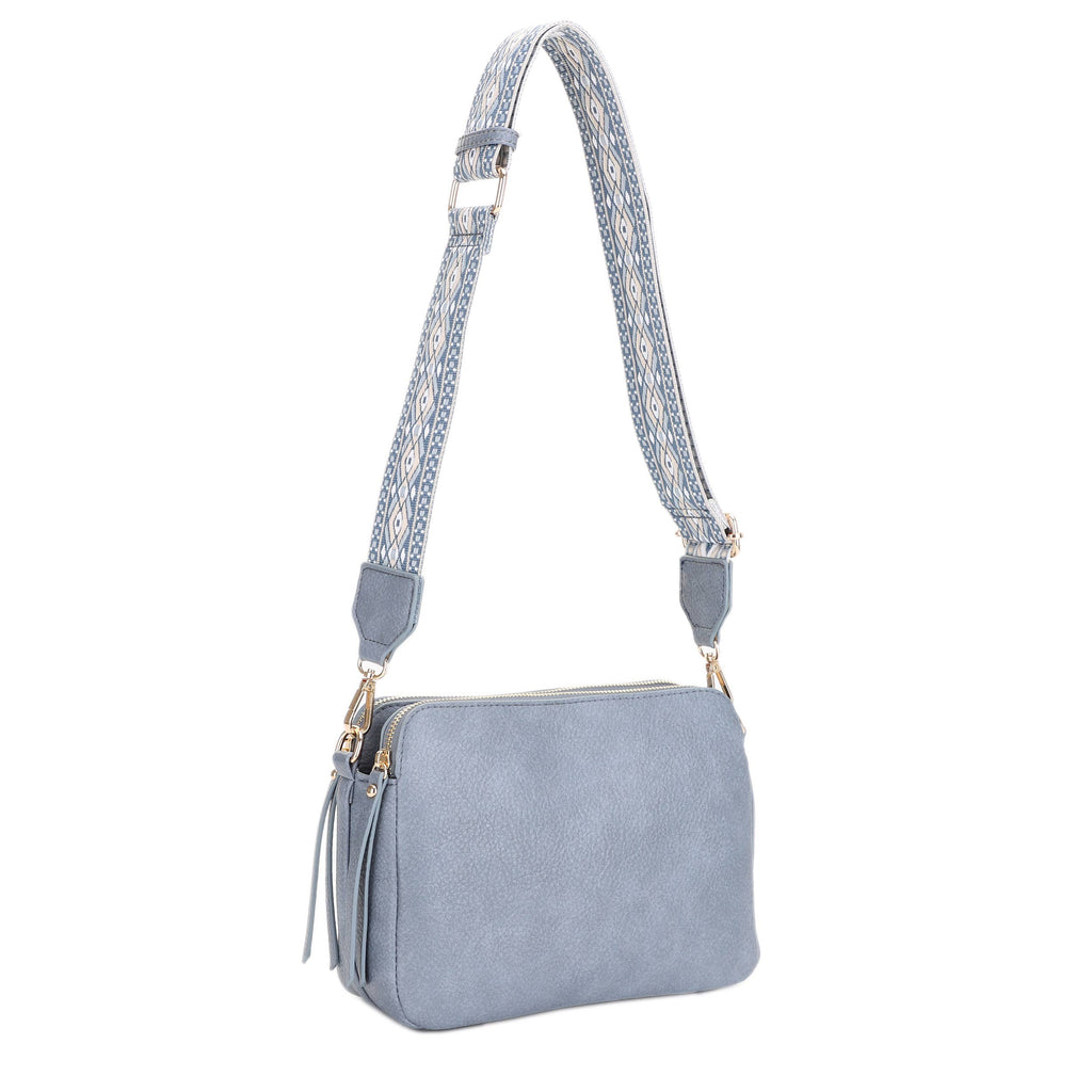 Mila 3 Compartment Crossbody Bag With Guitar Strap