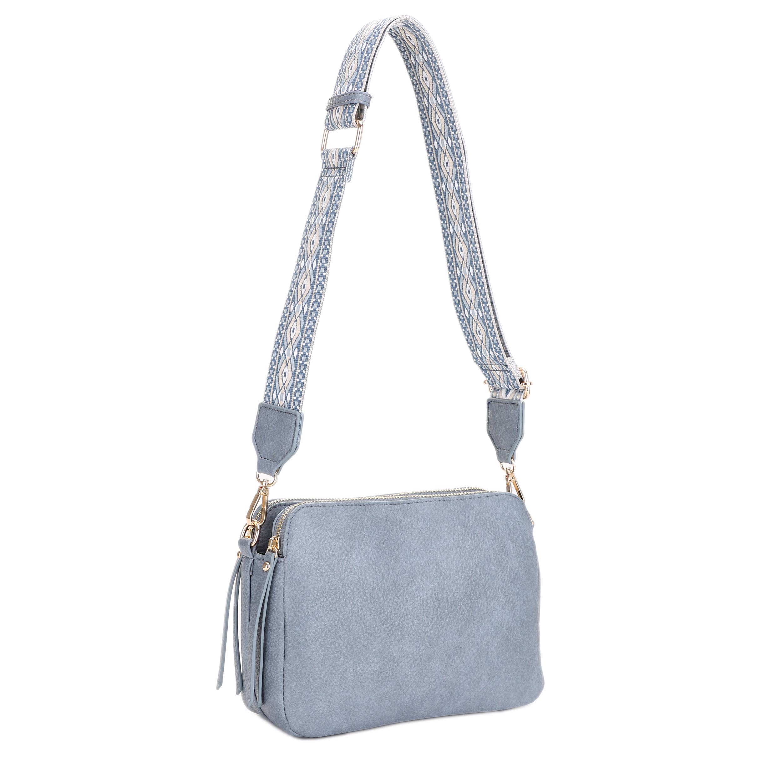 Mila 3 Compartment Crossbody Bag With Guitar Strap