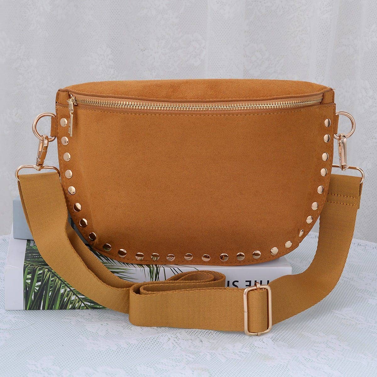 Carina Suede Studded Crossbody Bag
