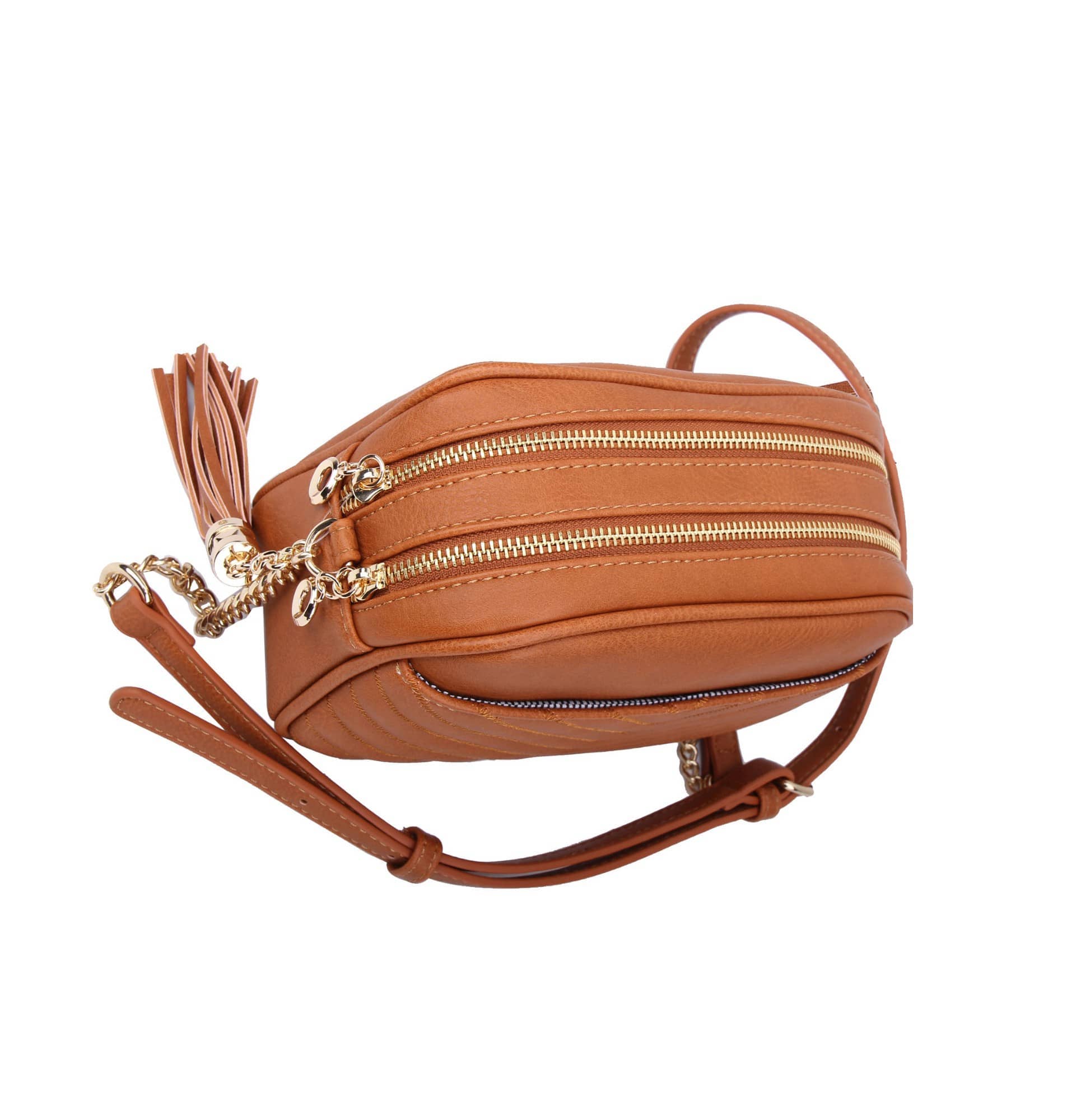 Lindsay Double Zip Chevron Crossbody Bag