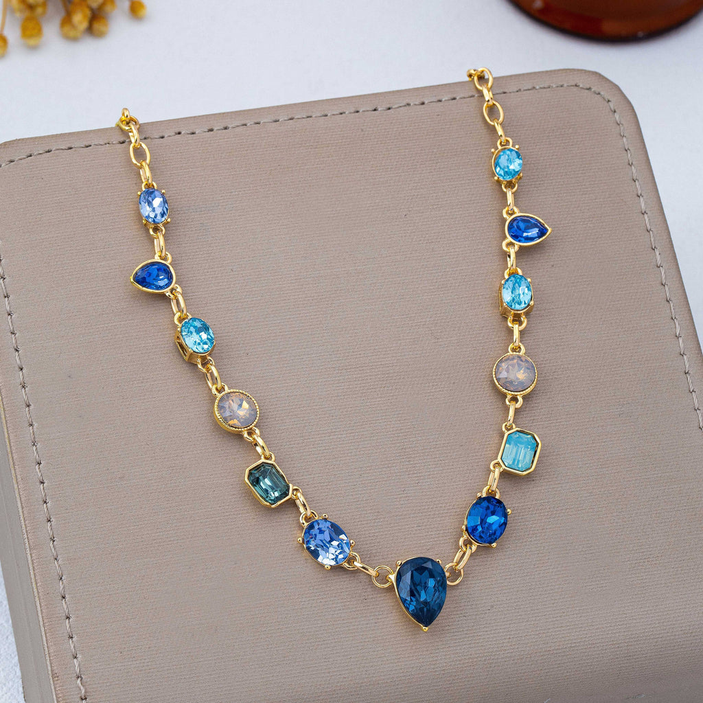 Ombré Sapphire-Hued Crystal Necklace