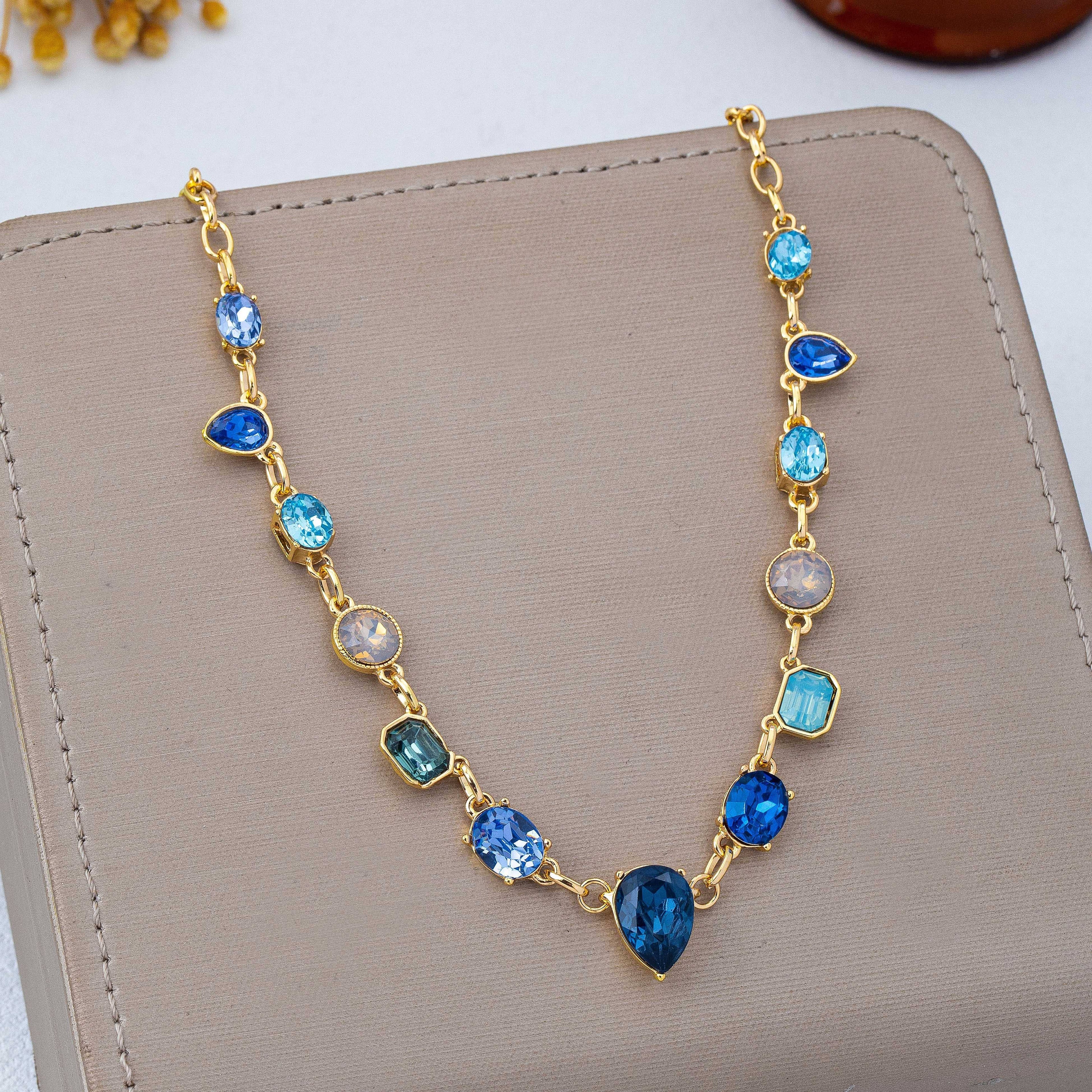 Ombré Sapphire-Hued Crystal Necklace
