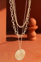 Vintage Link Necklace with Hammered Pendant