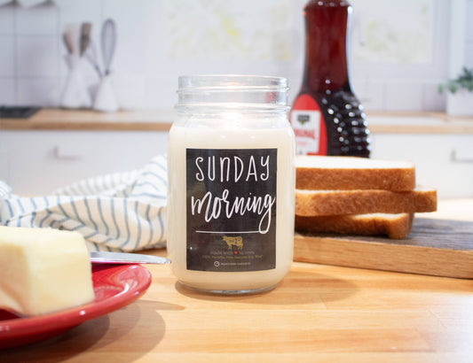 13 oz Mason Jar Candle: Sunday Morning