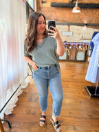 Simple Ribbed Dolman Top - Jade