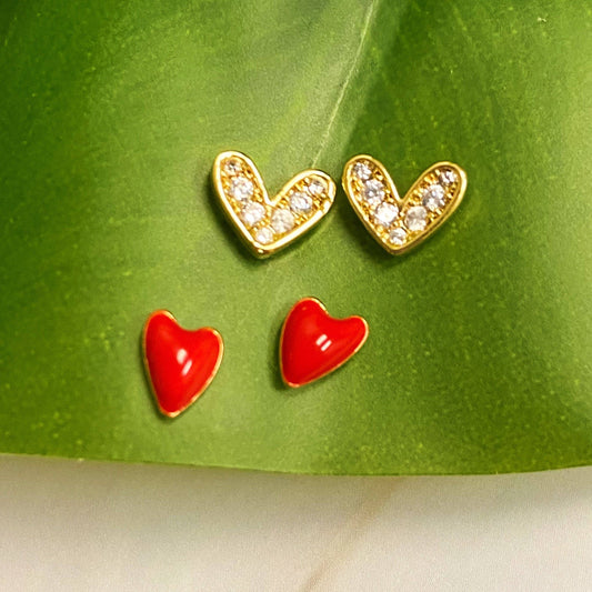 Red Heart Earring Set Of 2