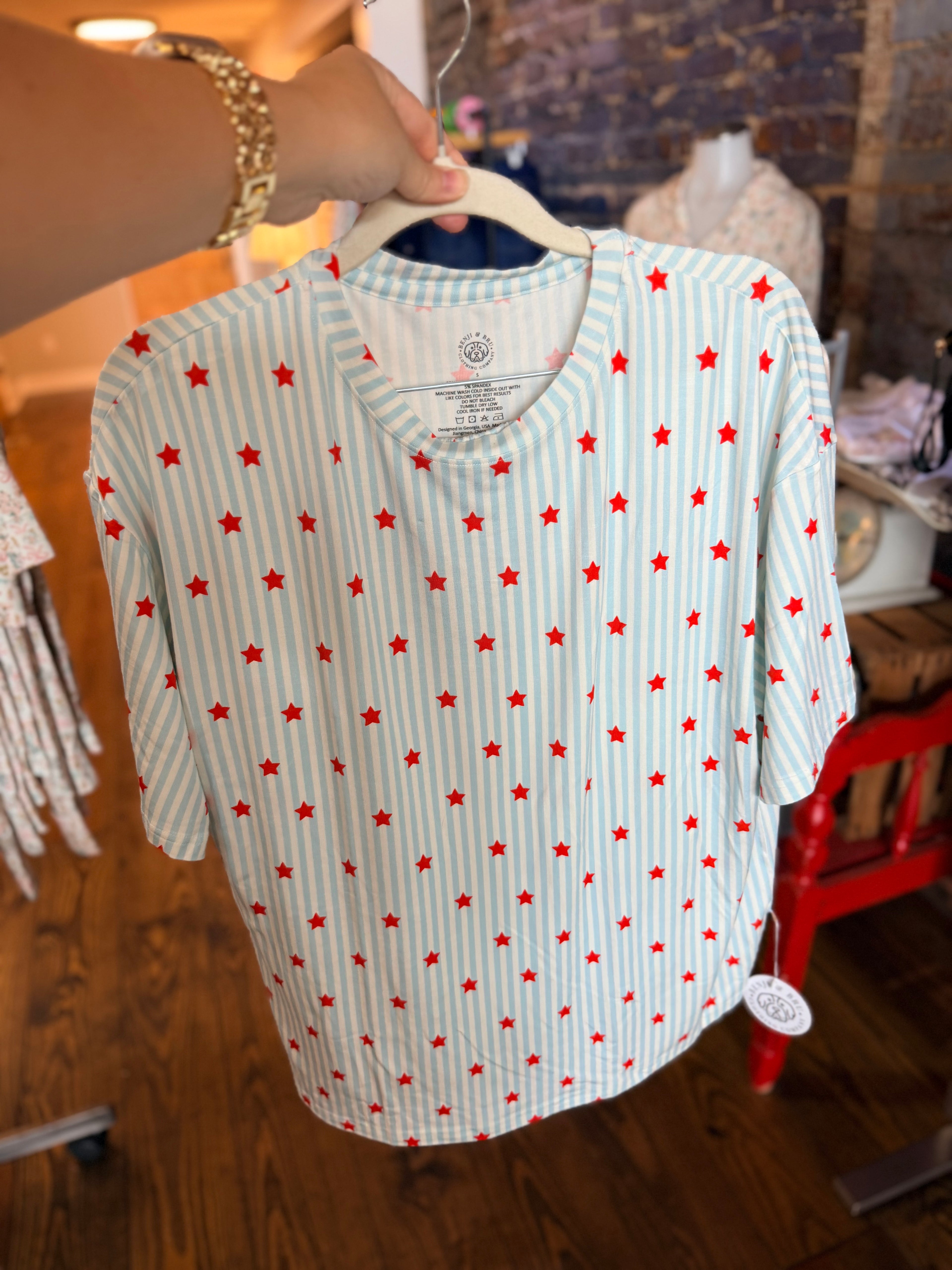 Stars & Stripes Bamboo Pajamas Set - Adult