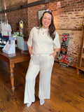 Cream Checkered Bamboo Pajamas Set - Adult