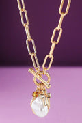 Pearl & Cross Toggle Chain Necklace