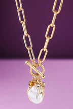 Pearl & Cross Toggle Chain Necklace