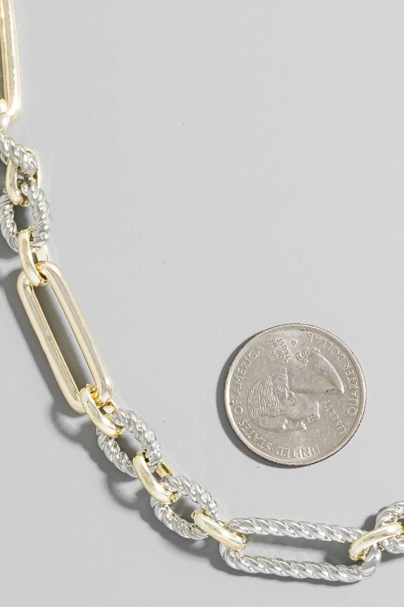 Gold Dipped Mixed Two Tone Chain Bracelet