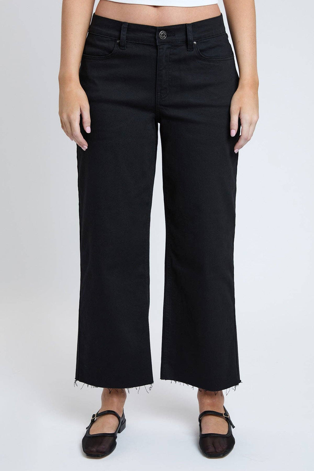 Cropped High-Rise Wide Leg Trouser Pants