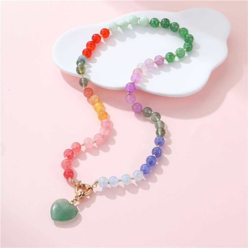 Natural Stone & Glass Bead Necklace