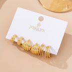 Vintage Gold Shell & Hoop Trio Earrings