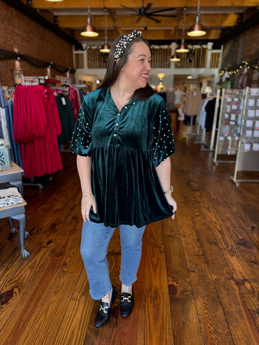 Velvet Pearl Tunic Blouse