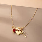 Multi-Charm Heart and Bow Necklace